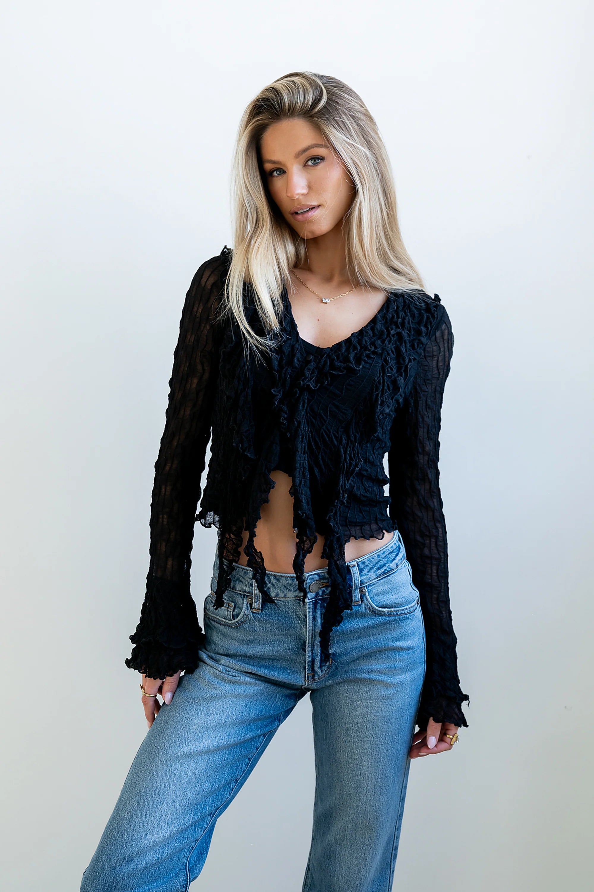 Joy Ruffle Top in Black FINAL SALE