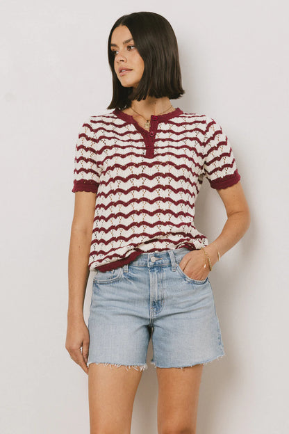 Eddie Knit Sweater in Berry FINAL SALE