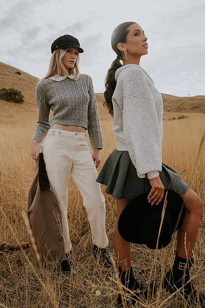 Hayley Collared Sweater in Grey FINAL SALE