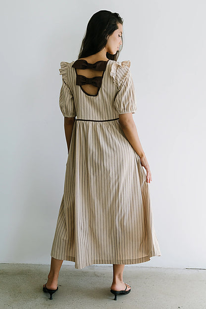 Berlin Corduroy Baby Doll Midi Dress in Taupe FINAL SALE