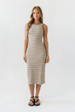 Kamber Striped Midi Tank Dress in Brown