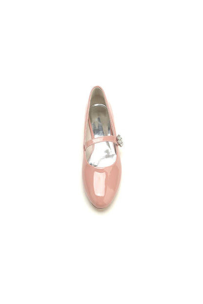 Pointed Toe Patent Leather Beaded Low Heels