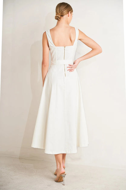 BELLA PORTOFINO WHITE MIDI DRESS