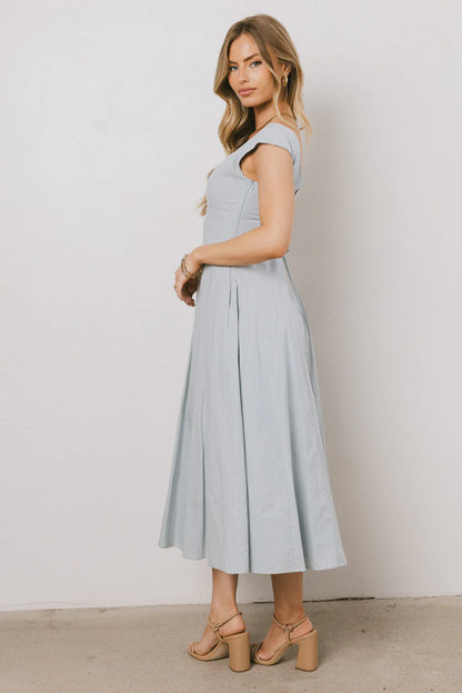 Colin Midi Dress in Slate Blue