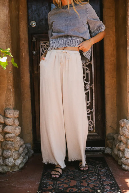 Tatum Woven Pants in Oatmeal FINAL SALE