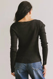 Gemma Sheer Ribbed Top in Black FINAL SALE