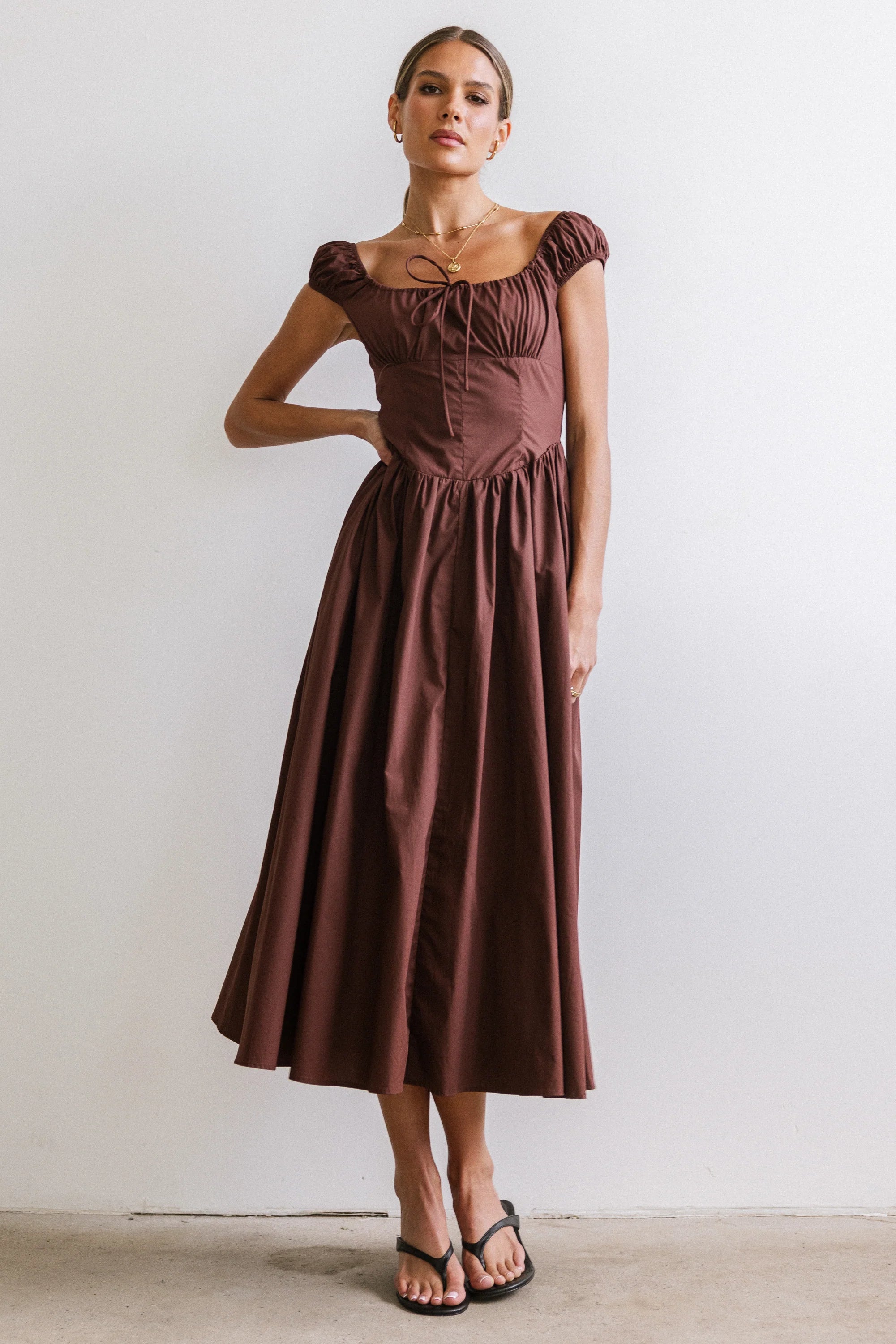 Patricia Midi Dress in Brown