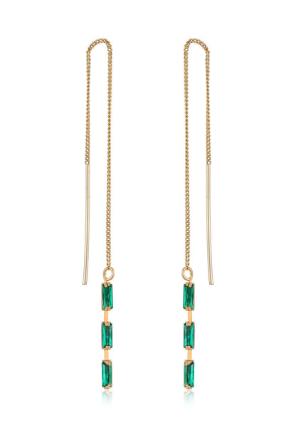 Crystal Baguette Threader Earrings