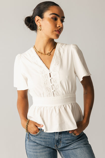 Neo Embroidered Blouse in Ivory FINAL SALE