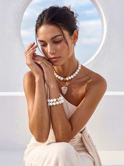 Power Bead Statement Necklace in Bone