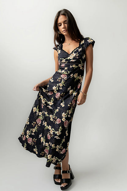 Asa Floral Maxi Dress in Black FINAL SALE