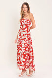 VIBRANT PETAL RED MIDI DRESS