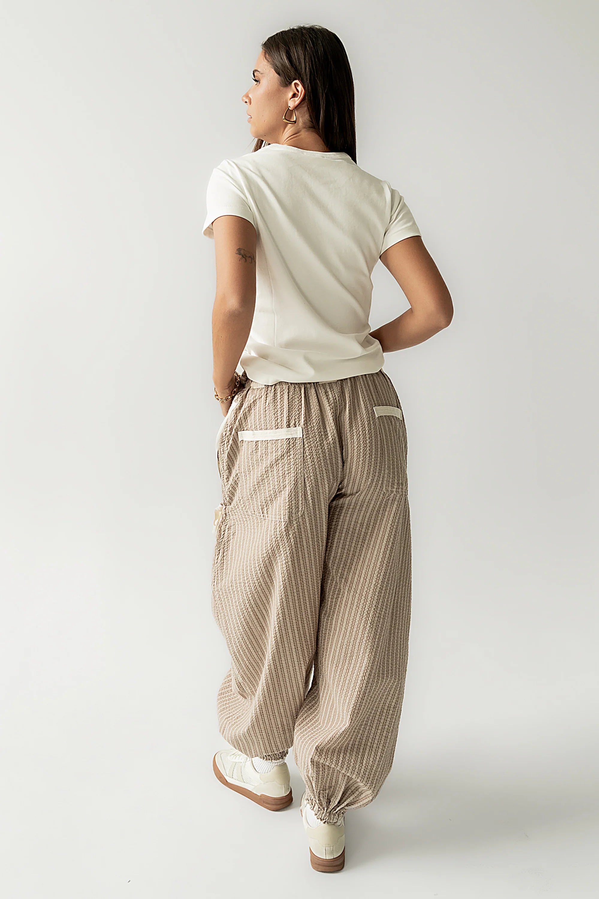 Emory Striped Baggy Pants in Mocha FINAL SALE