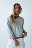 Eddie Collared Sweatshirt in Heather Grey