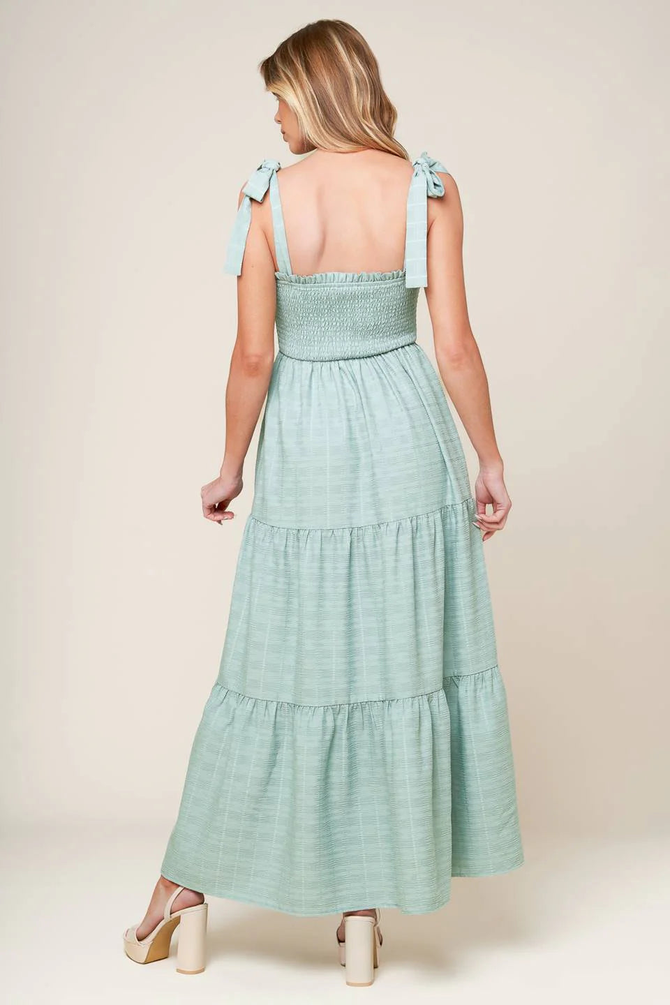 OCEAN BREEZES DUSTY TEAL MAXI DRESS