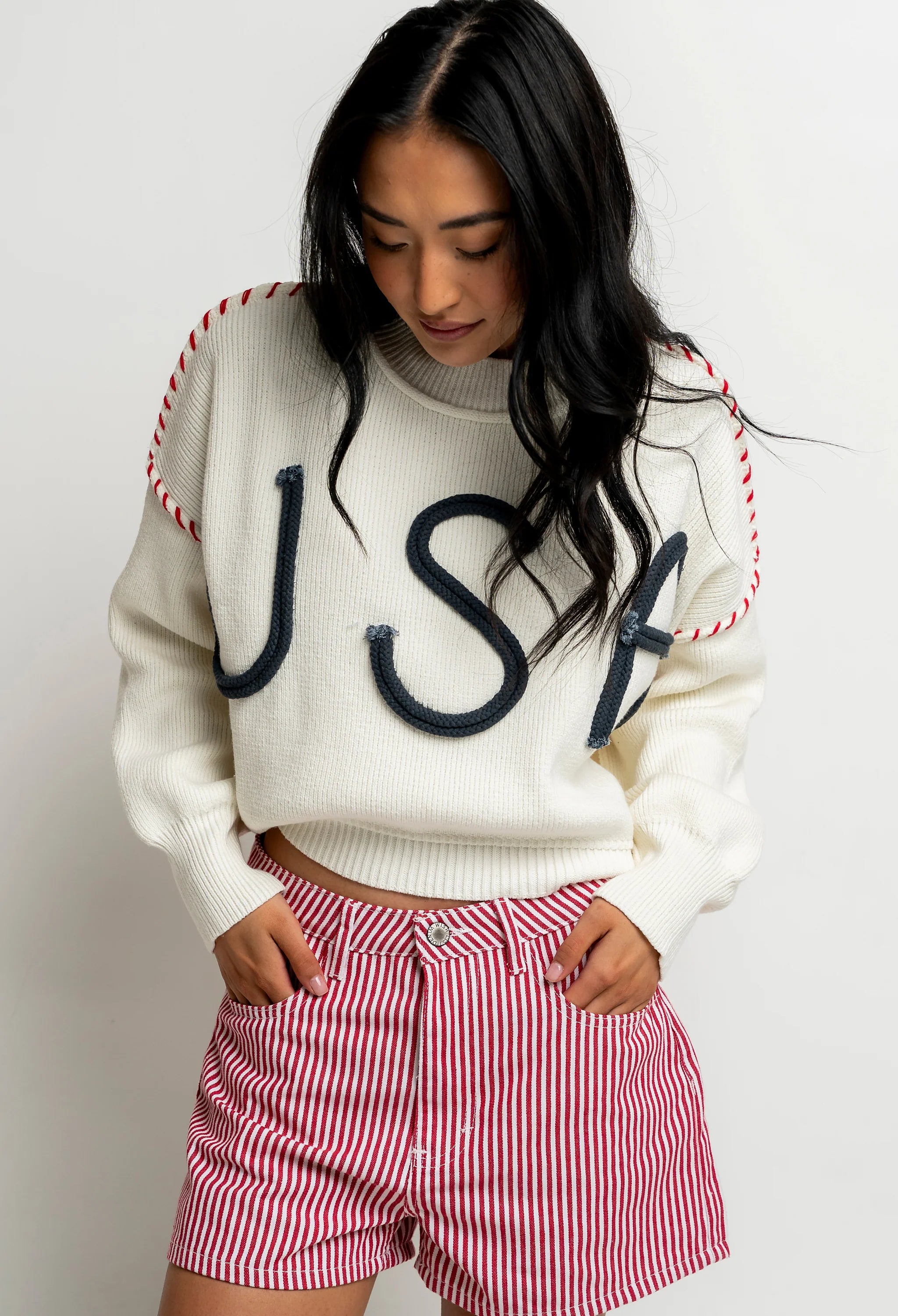 USA Oversized Sweater in Off White FINAL SALE