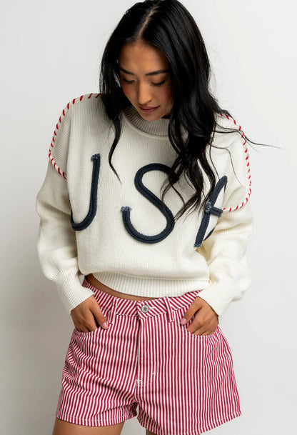 USA Oversized Sweater in Off White FINAL SALE
