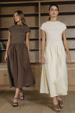 Lorie Mixed Media Maxi Dress in Natural