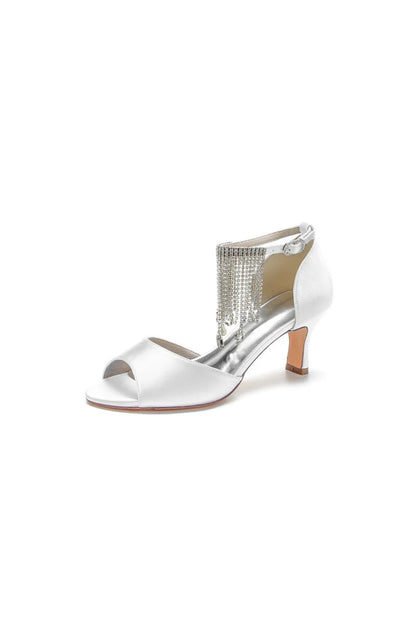 Cocktail Open Toe Tassel Strap Chunky Heels