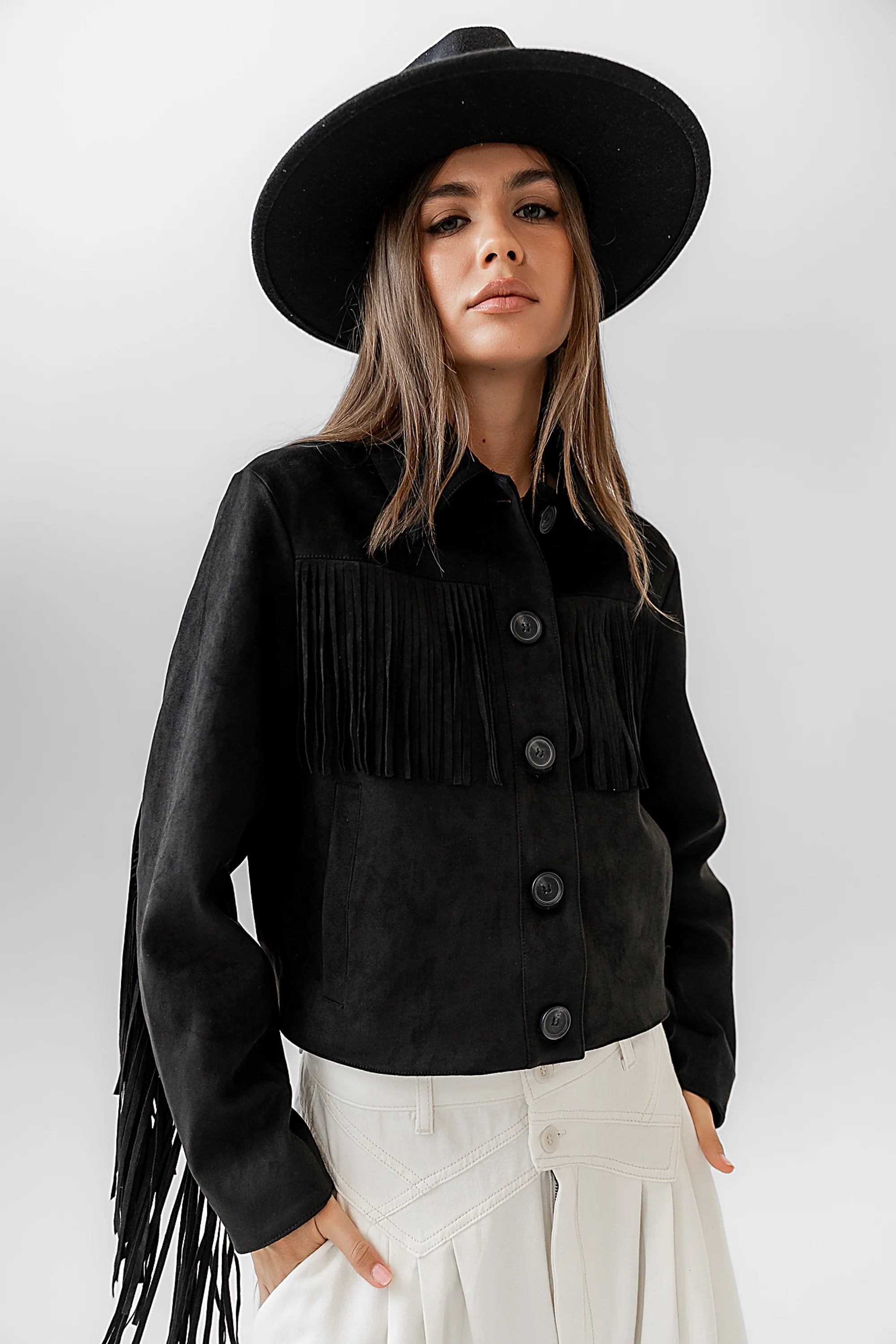 Bridget Fringe Jacket in Black