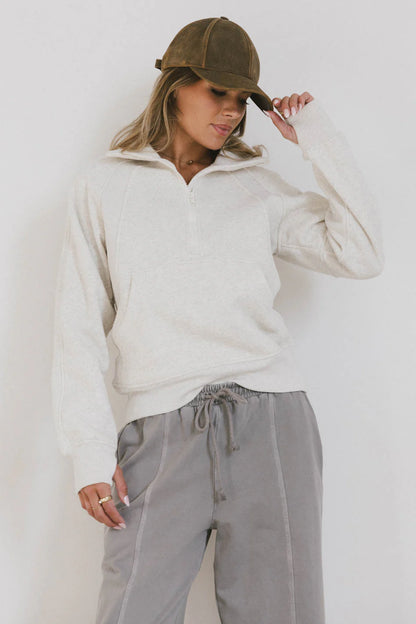 Krista Half Zip in Bone FINAL SALE