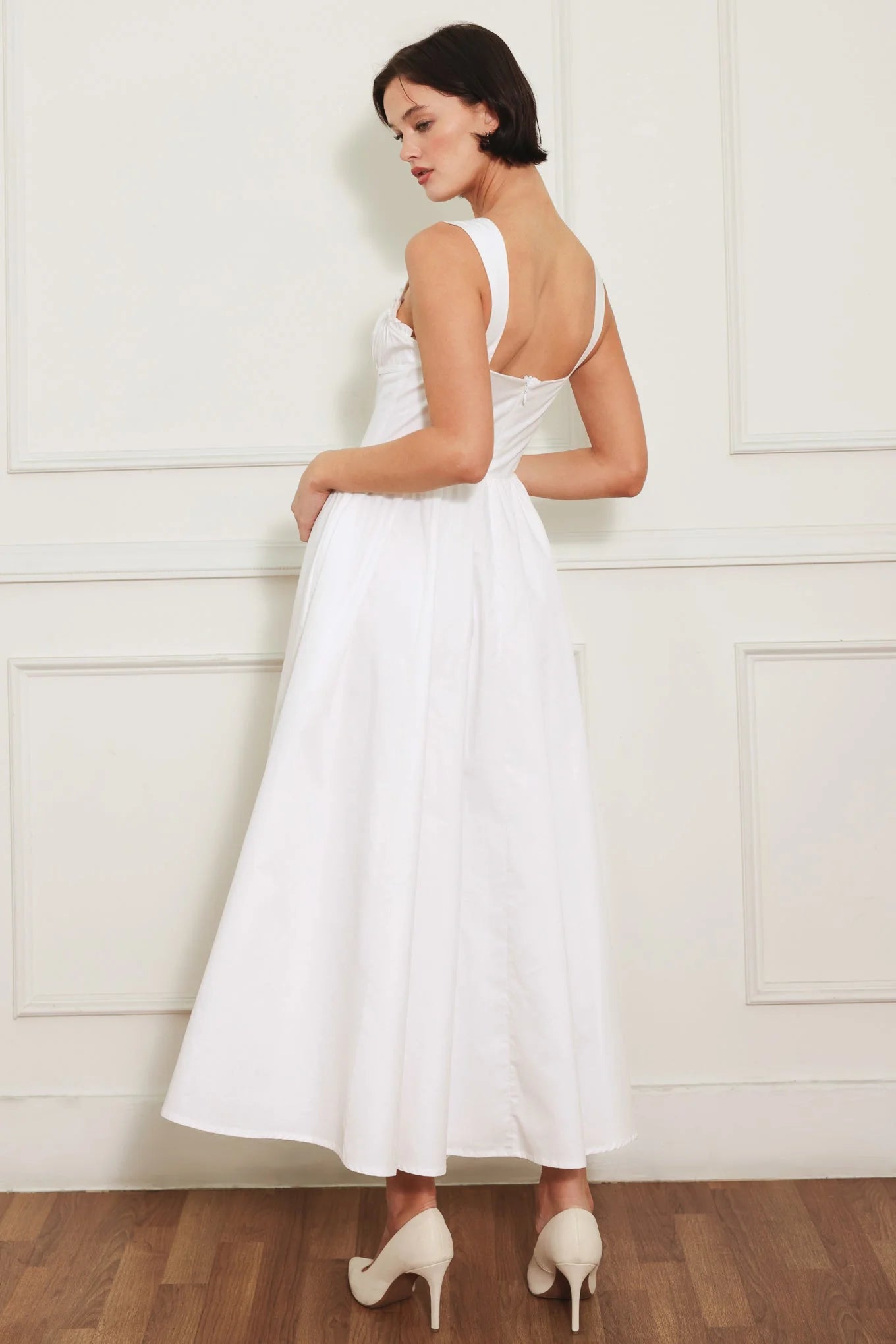 SWEETHEART SERENADE WHITE MIDI DRESS