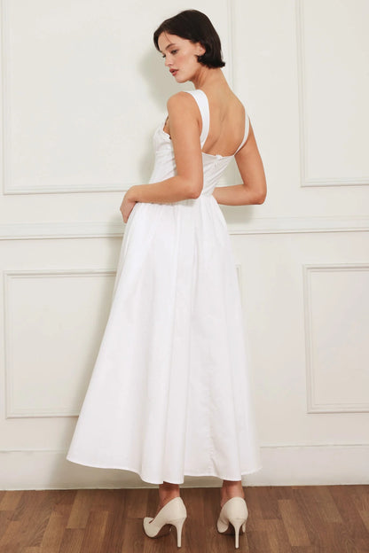 SWEETHEART SERENADE WHITE MIDI DRESS
