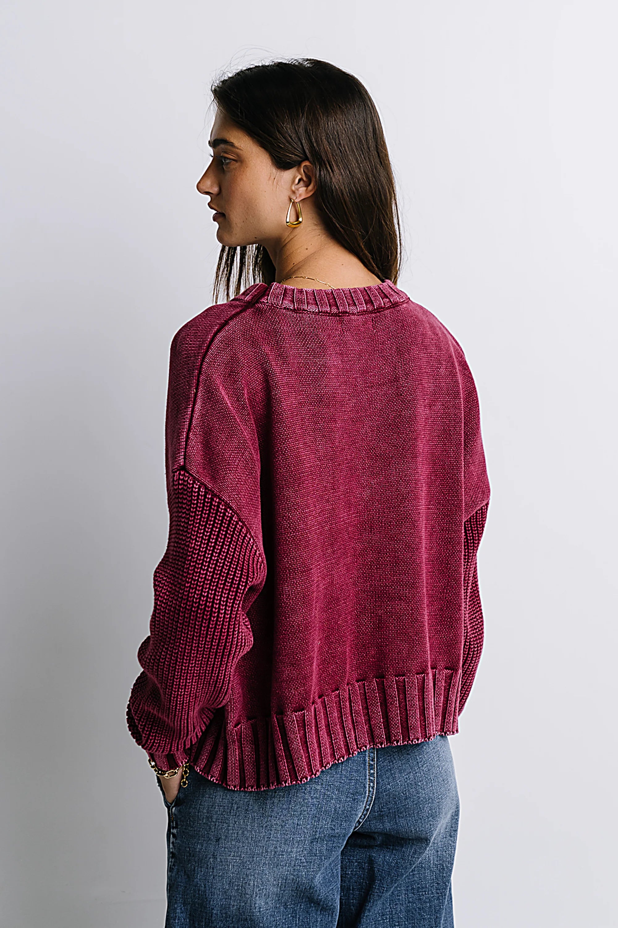 Payton Knit Sweater in Burgundy FINAL SALE