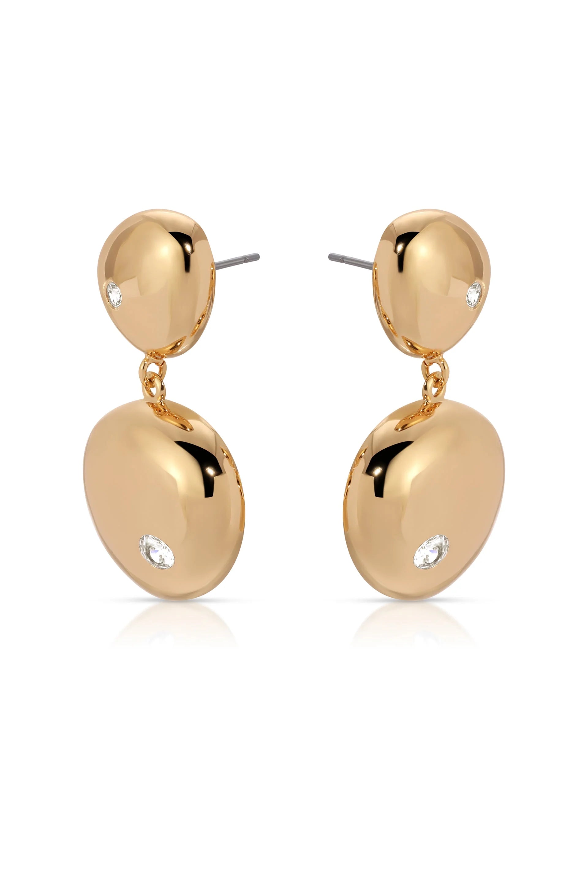 Polished Double Pebble Drop Earrings