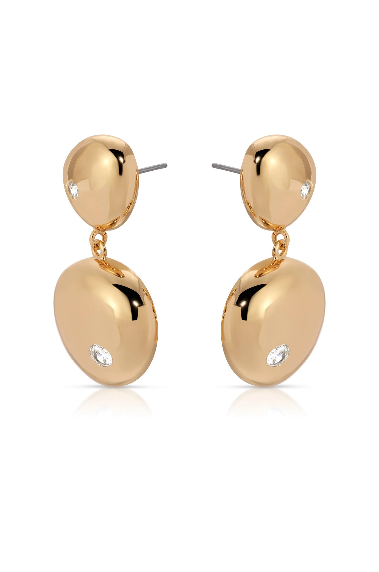 Polished Double Pebble Drop Earrings