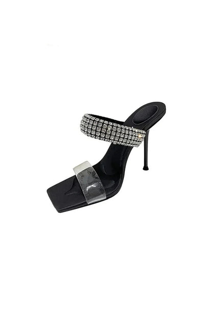 Square Toe Stiletto High Heels with Beading