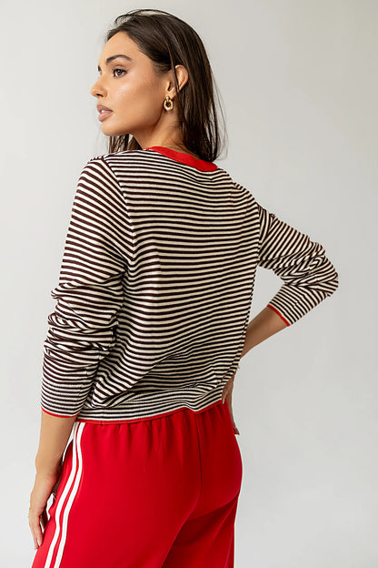 Josy Button Front Cardigan in Red FINAL SALE