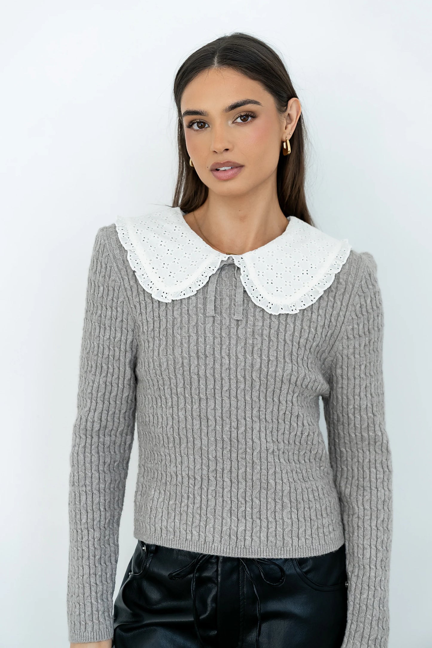 Bobbi Collared Sweater in Grey FINAL SALE
