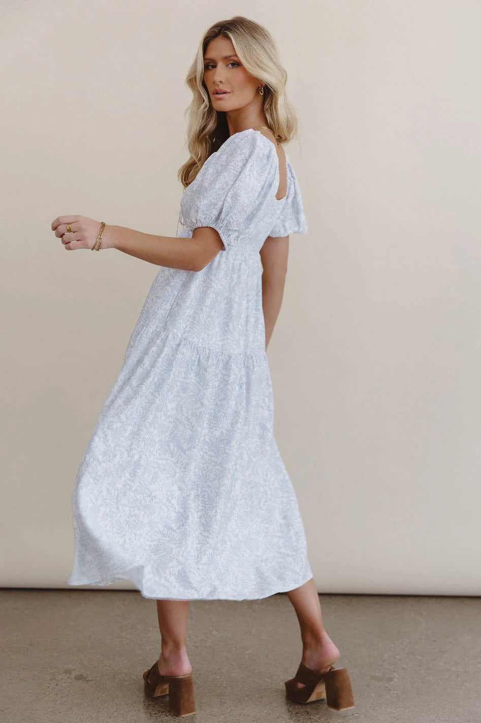 Kelsie Floral Midi Dress in Blue FINAL SALE