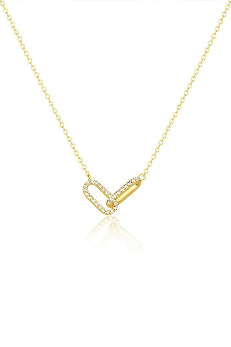 Double Oval Knot Pendant Diamond Necklace