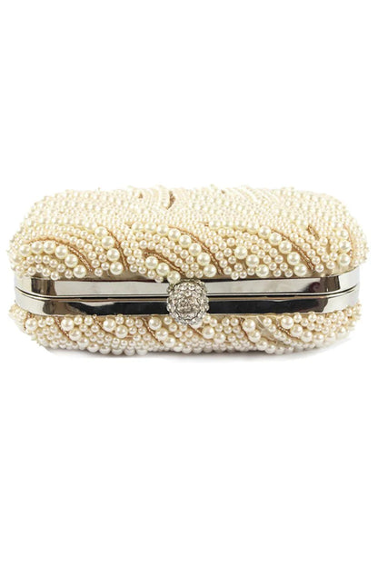Amazing Pearl With Crystal Rhinestone Chain Clutches