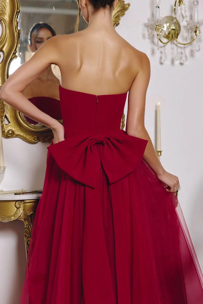 OPHELIA GOWN STRAPLESS A LINE DRESS WITH BOW
