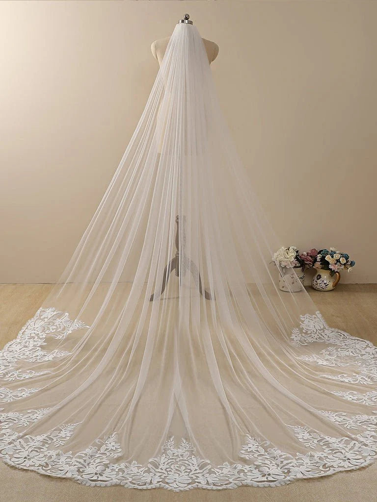 Vintage Flower Lace Cathedral Veil Bridal Veil Wedding Veil