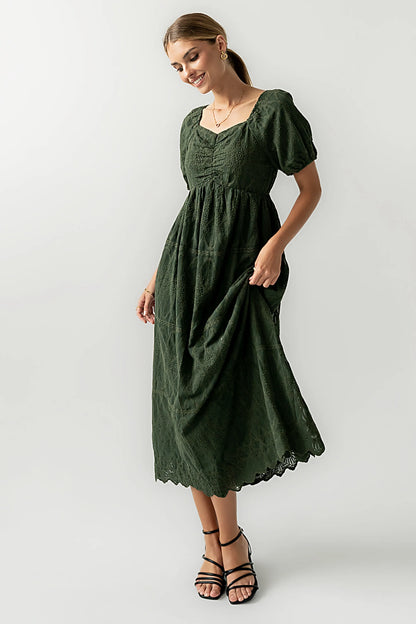 Luca Embroidered Maxi Dress in Hunter Green FINAL SALE