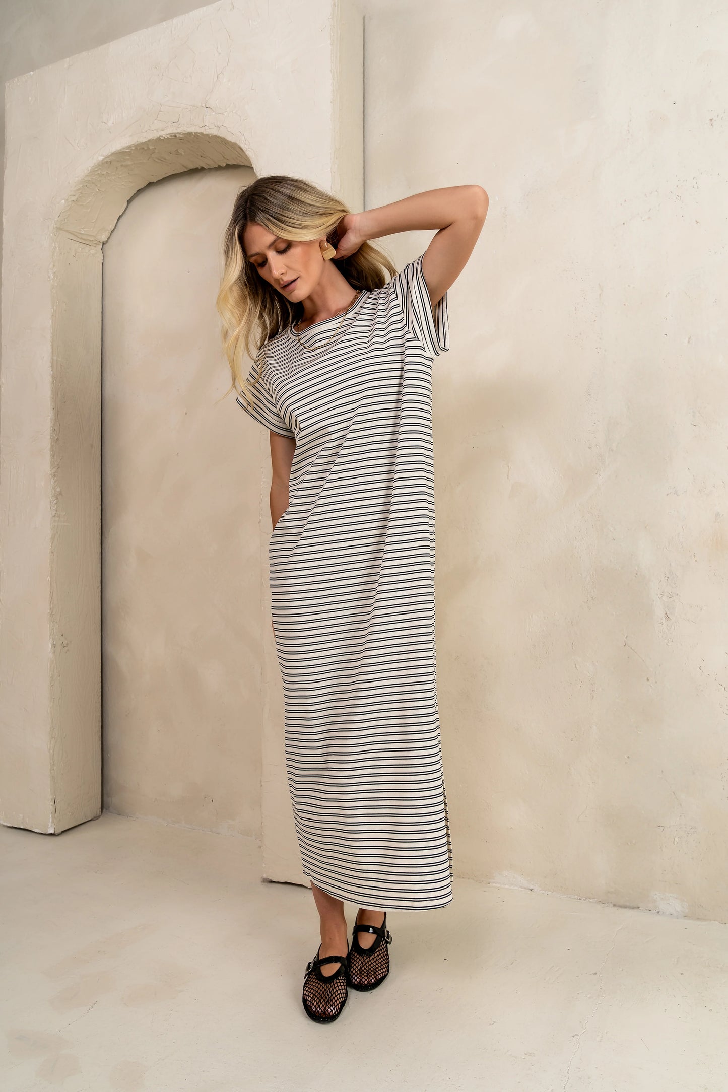 Esme Striped Maxi Dress in Black FINAL SALE