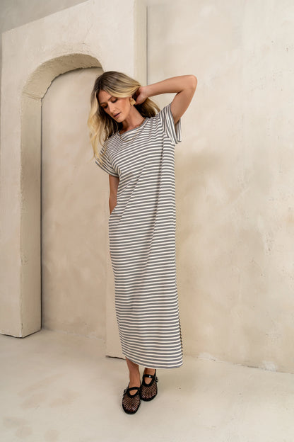 Esme Striped Maxi Dress in Black FINAL SALE