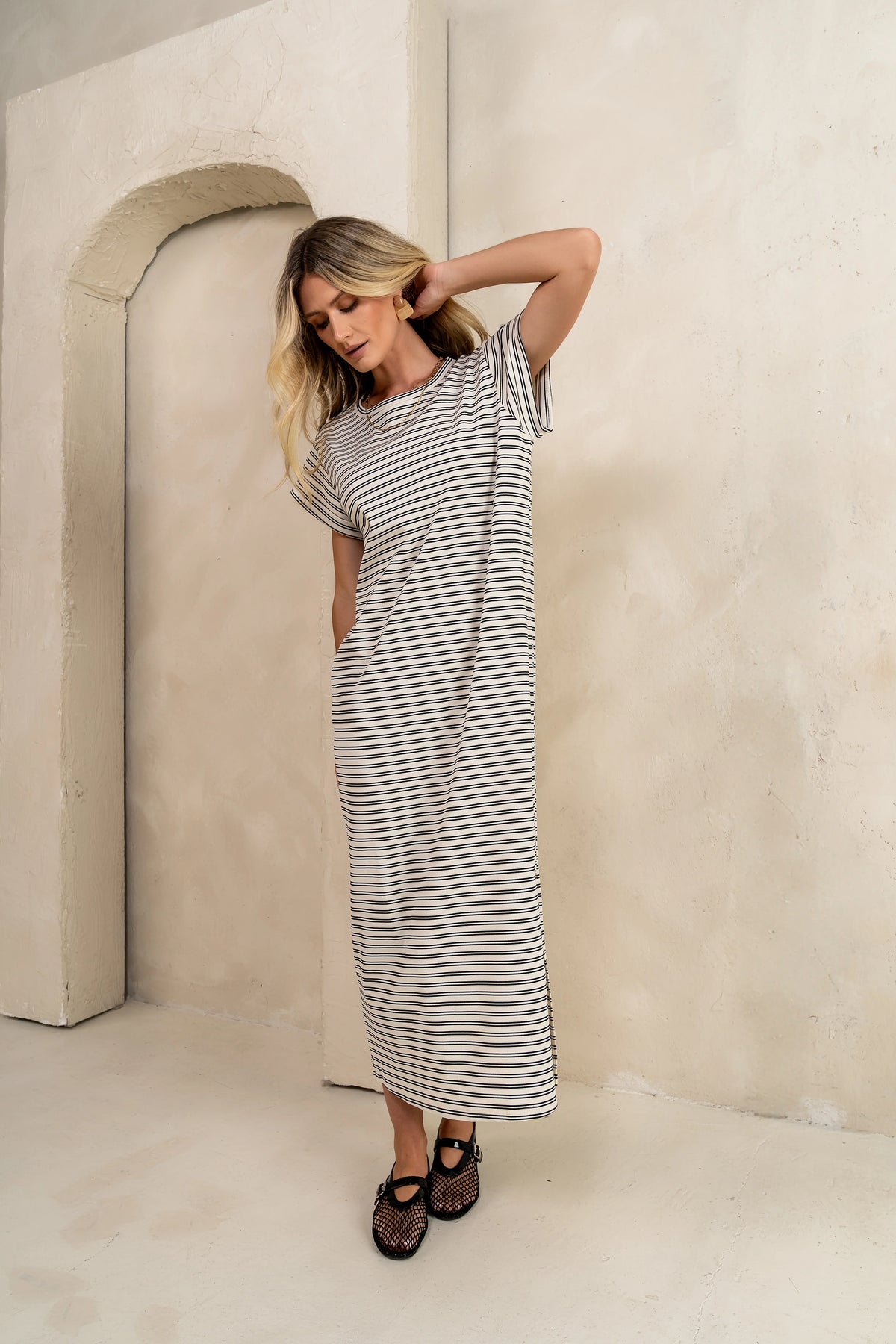 Esme Striped Maxi Dress in Black FINAL SALE