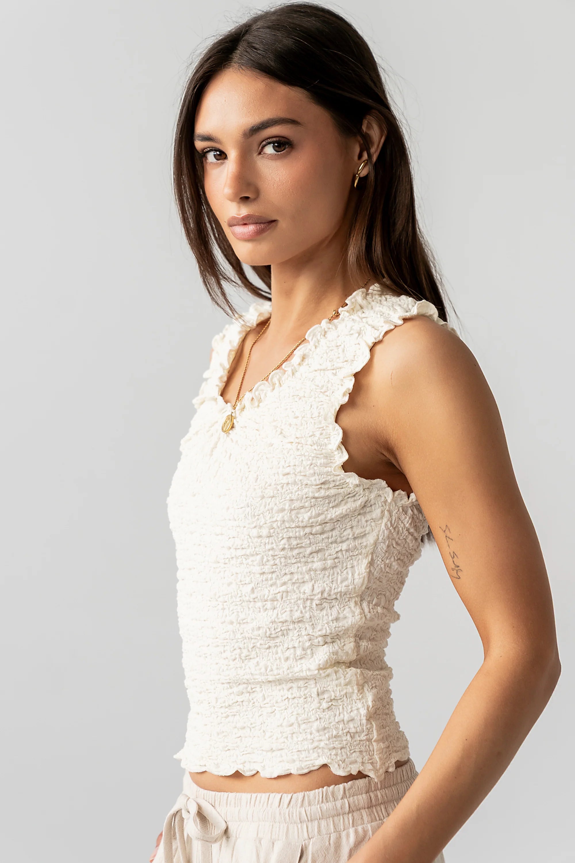 Jordana Textured Tank in Ivory