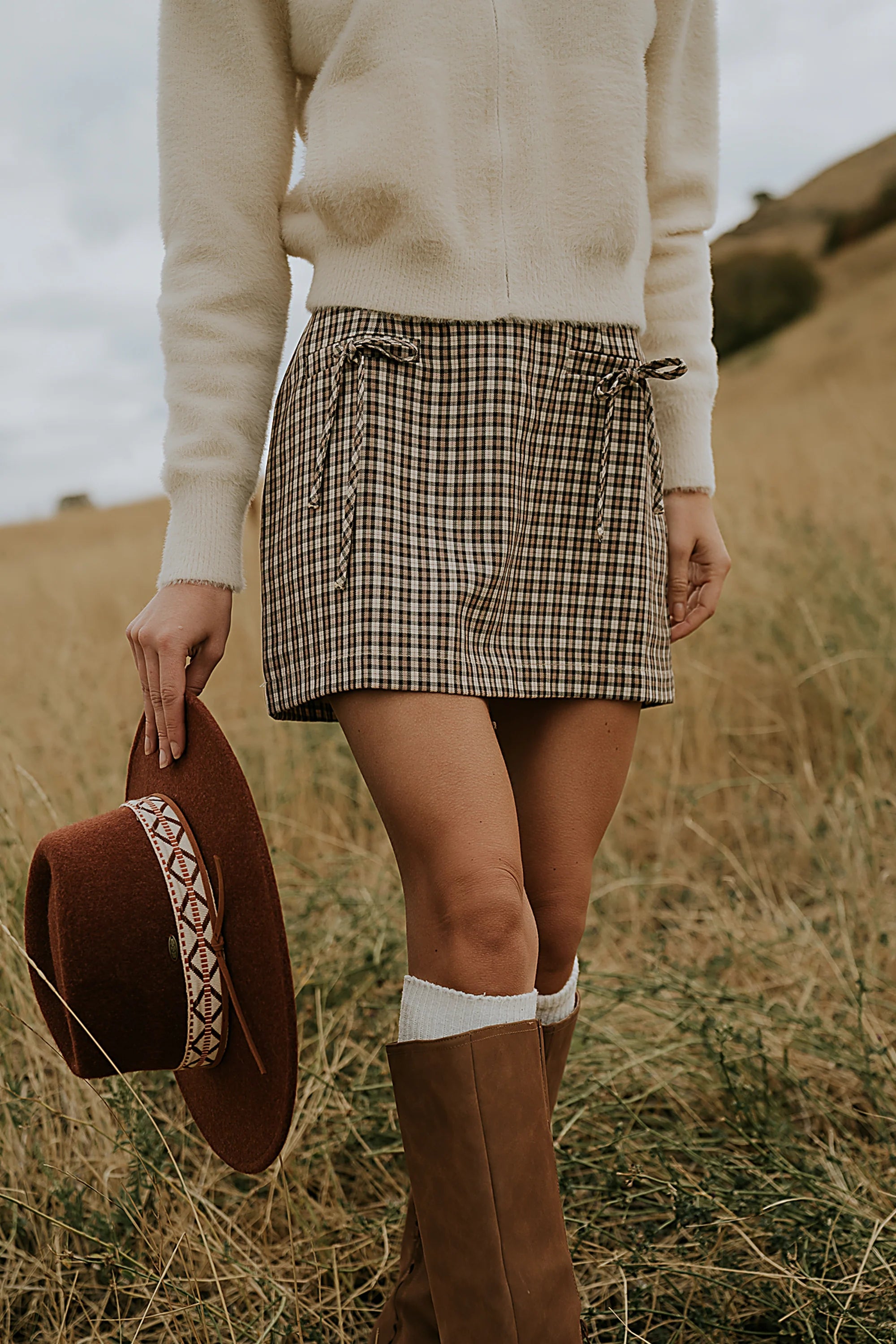 Oshen Plaid Mini Skirt