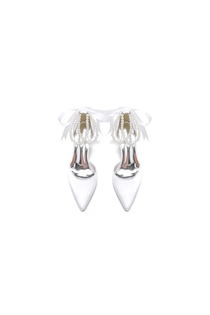 Pointed Toe Party Shoes with Ribbon Tie