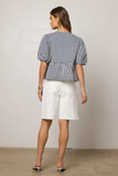 Milandra Striped Peplum Top FINAL SALE