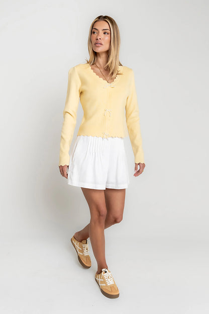 Suzy Scalloped Sweater in Yellow
