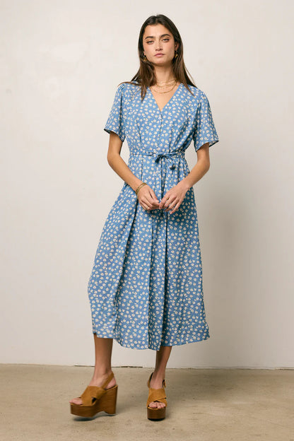 Malik Floral Midi Dress in Blue FINAL SALE