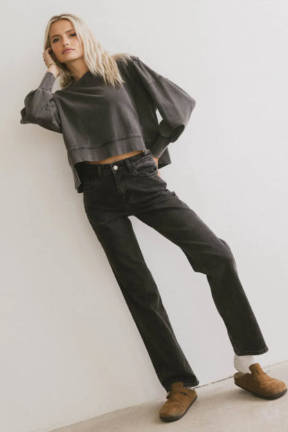 Costello Reverse Seam Crewneck in Charcoal FINAL SALE