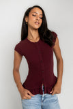 Misha Ruffle Top in Burgundy